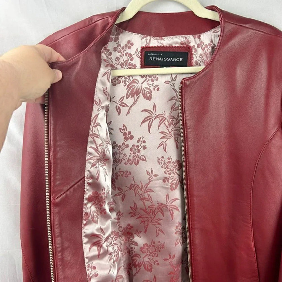 Women's Red Leather Jacket - Picture 6 of 8